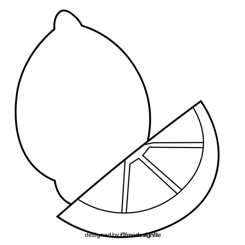 Lemon slice drawing black and white clipart