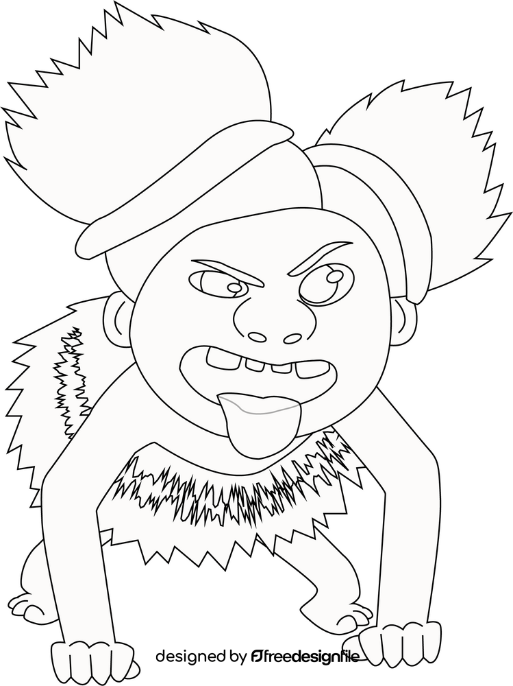 Sandy Croods wild child black and white clipart