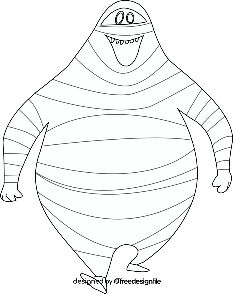 Mummy cartoon black and white clipart