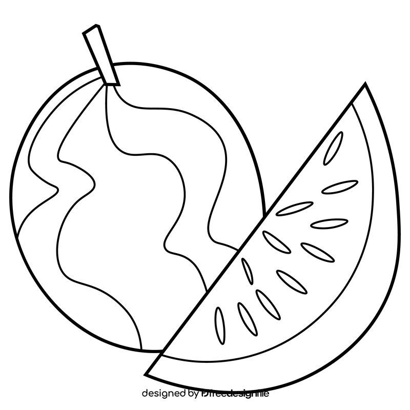 Watermelon slice drawing black and white clipart