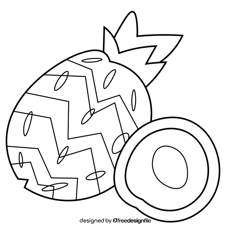 Pineapple slice drawing black and white clipart