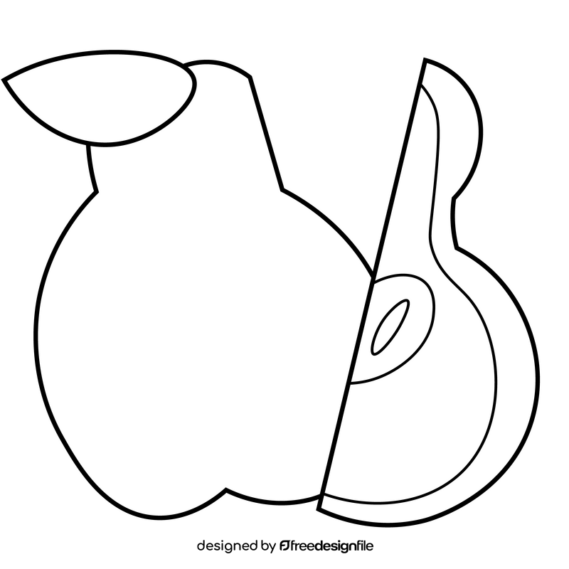 Pear slice drawing black and white clipart