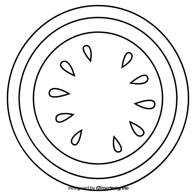 Melon half flat design black and white clipart