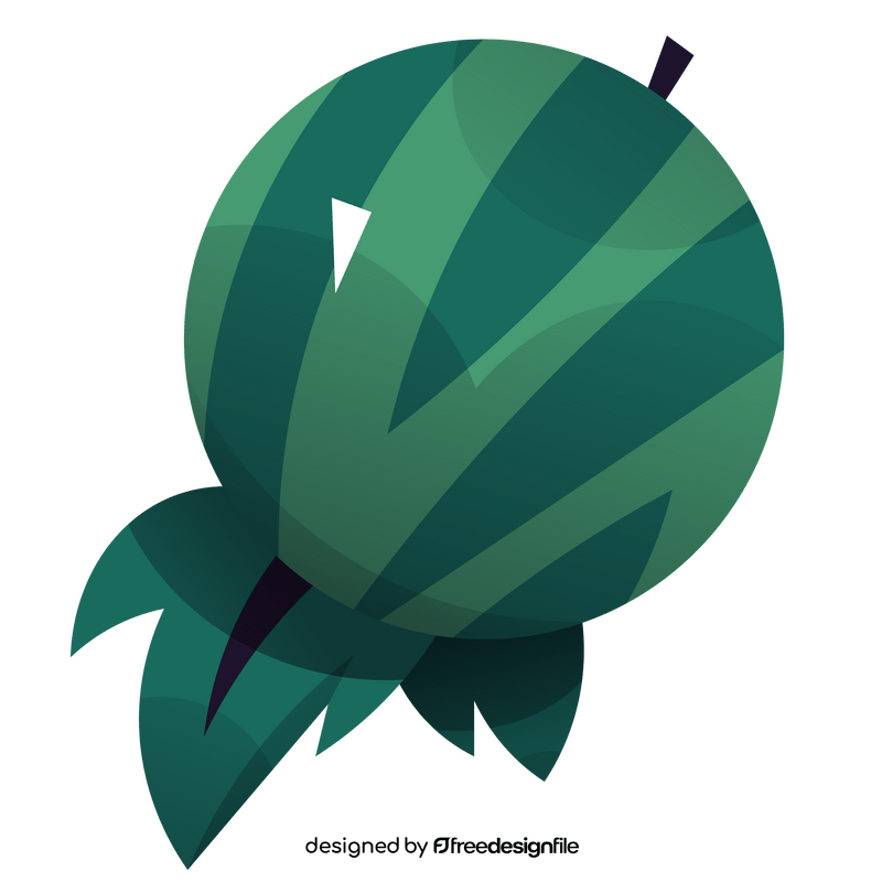 Watermelon with leaves flat clipart