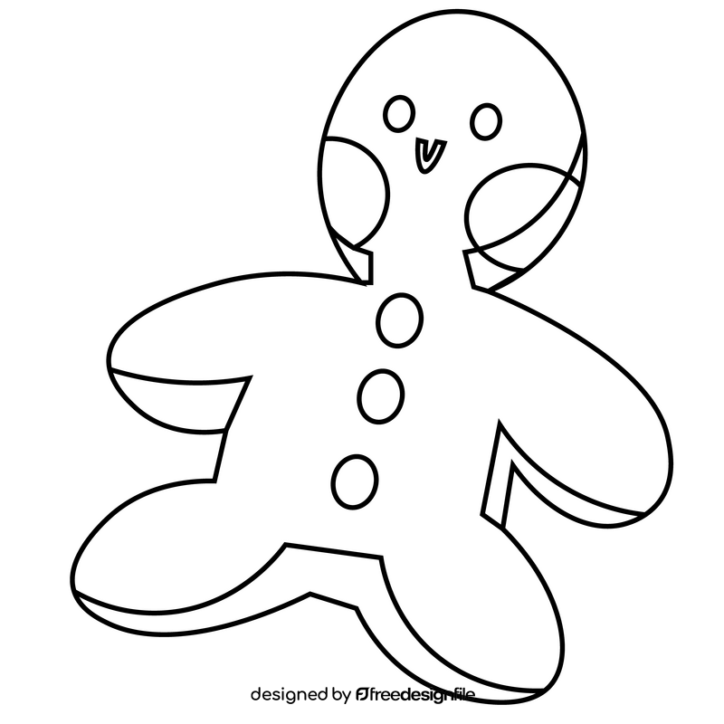 Christmas gingerbread drawing black and white clipart