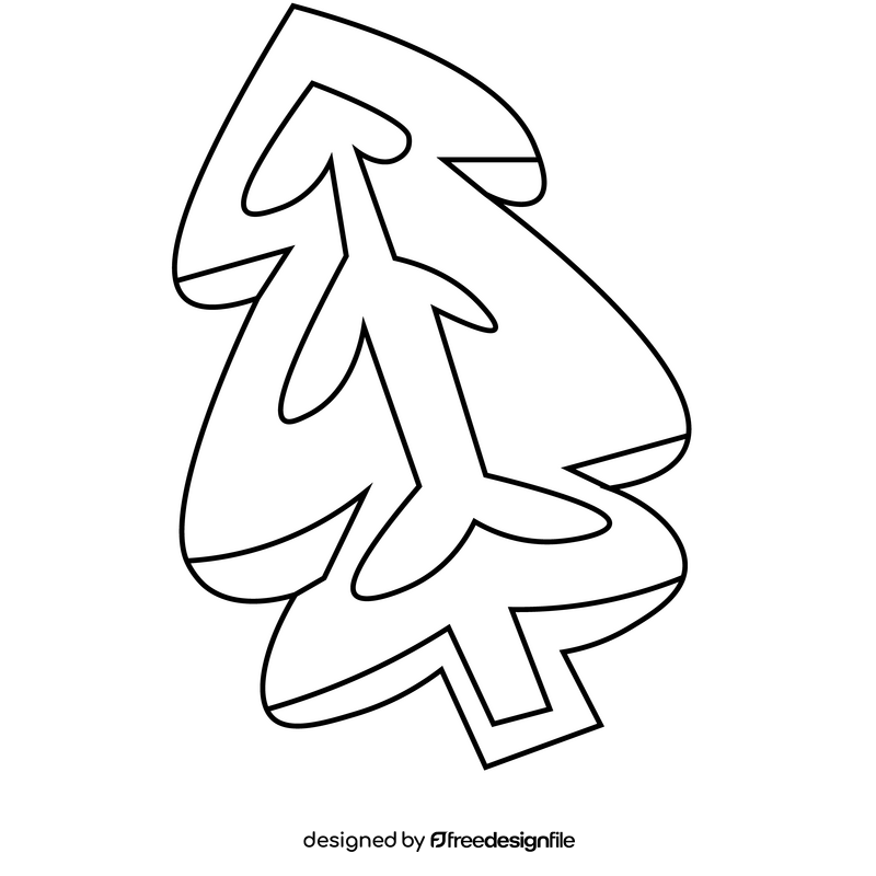 Christmas tree cookie drawing black and white clipart