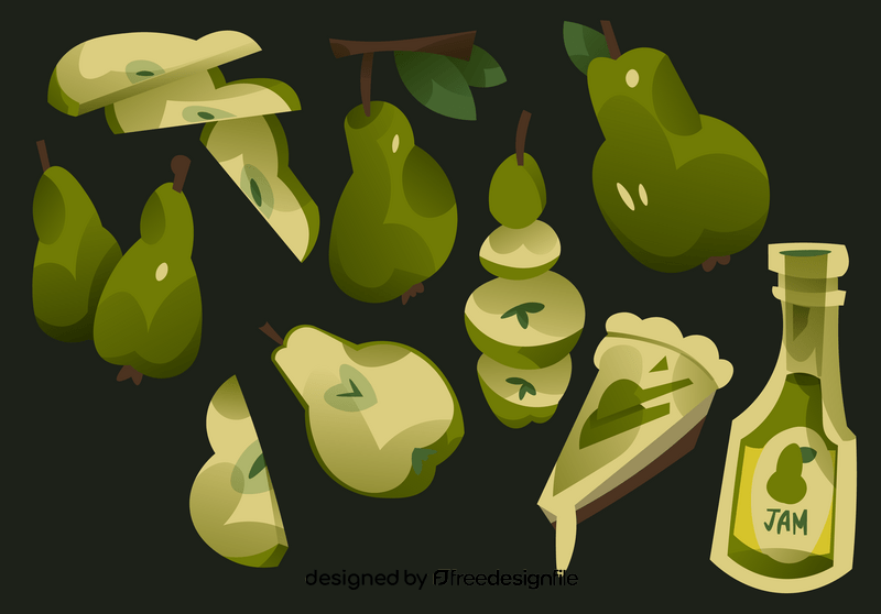Pear fruit set flat design vector