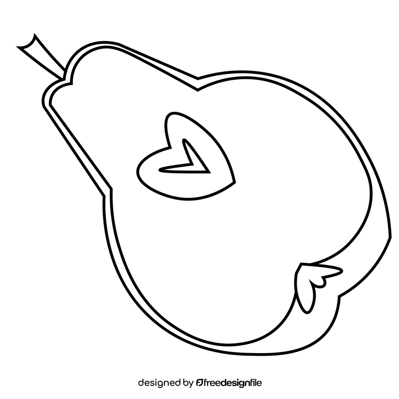 Pear half black and white clipart