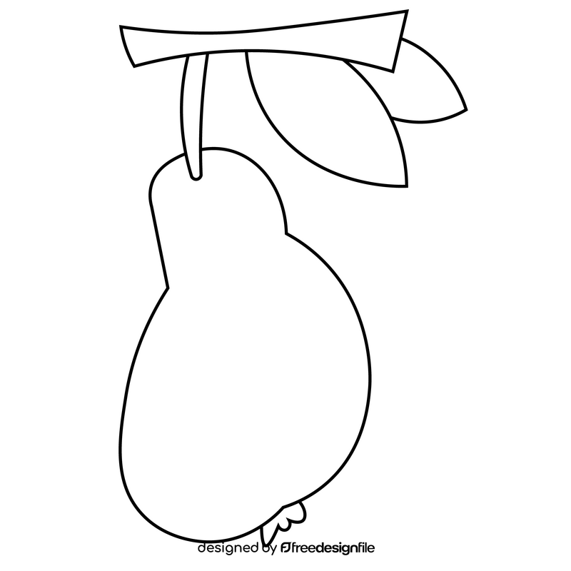 Pear juicy drawing black and white clipart