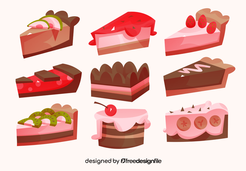 Sweet pies slices set vector