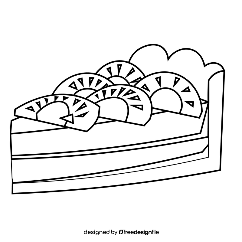 Kiwi pie slice drawing black and white clipart