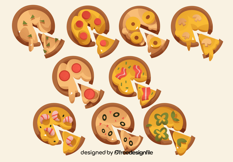 Pizza Italian food set vector