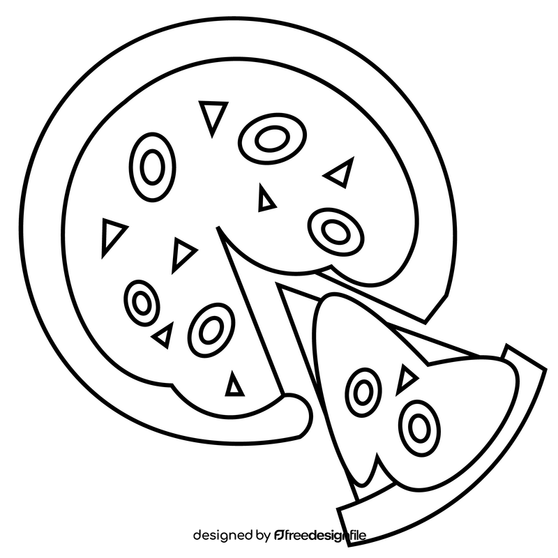 Pizza olives black and white clipart