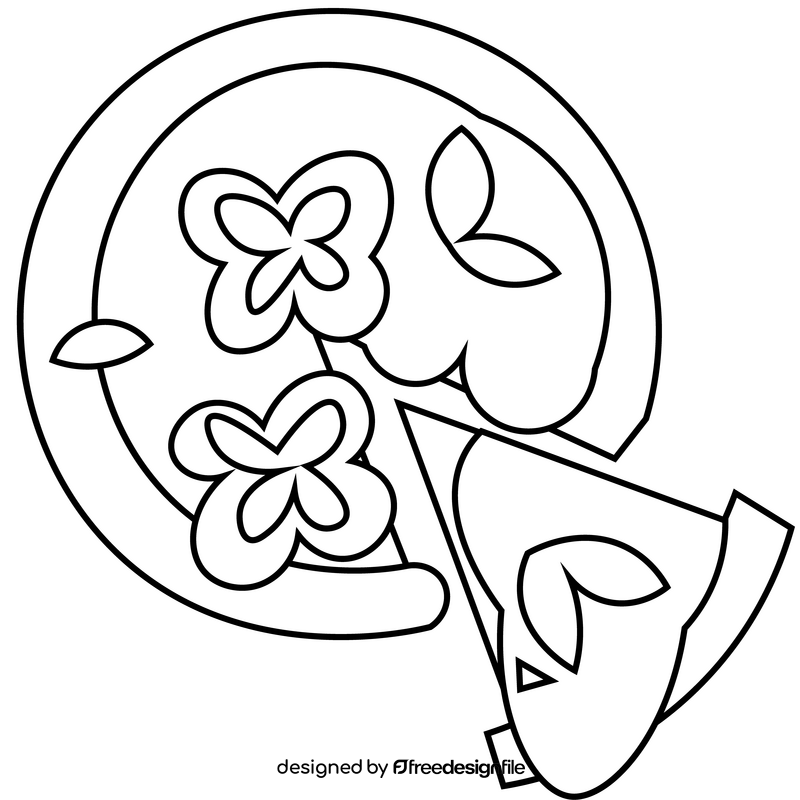 Pizza vegan black and white clipart