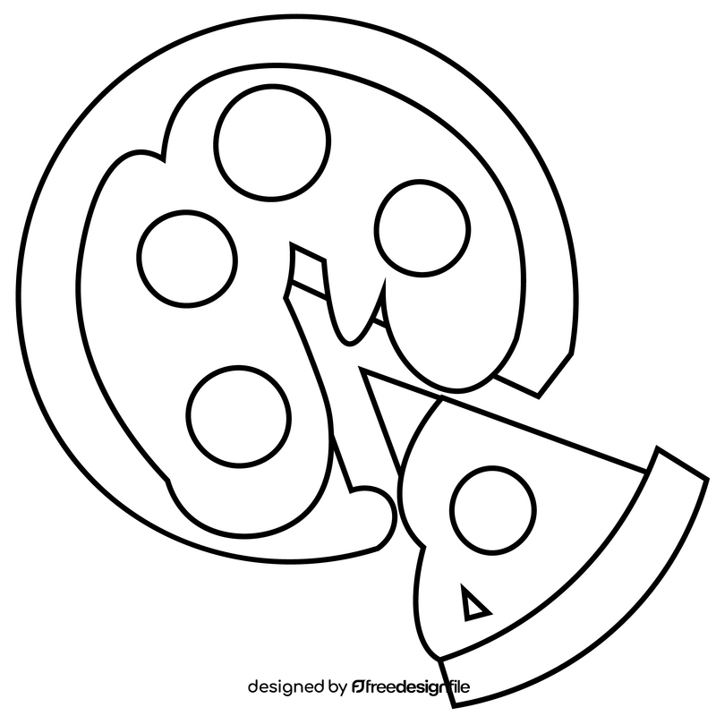 Pizza pepperoni black and white clipart