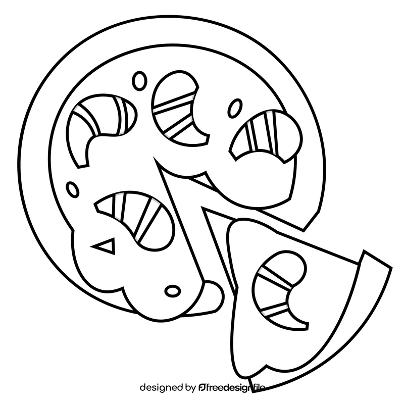 Pizza seafood black and white clipart