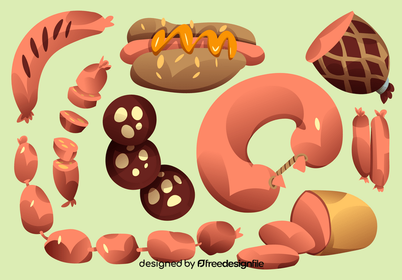 Meat products of sausages set vector