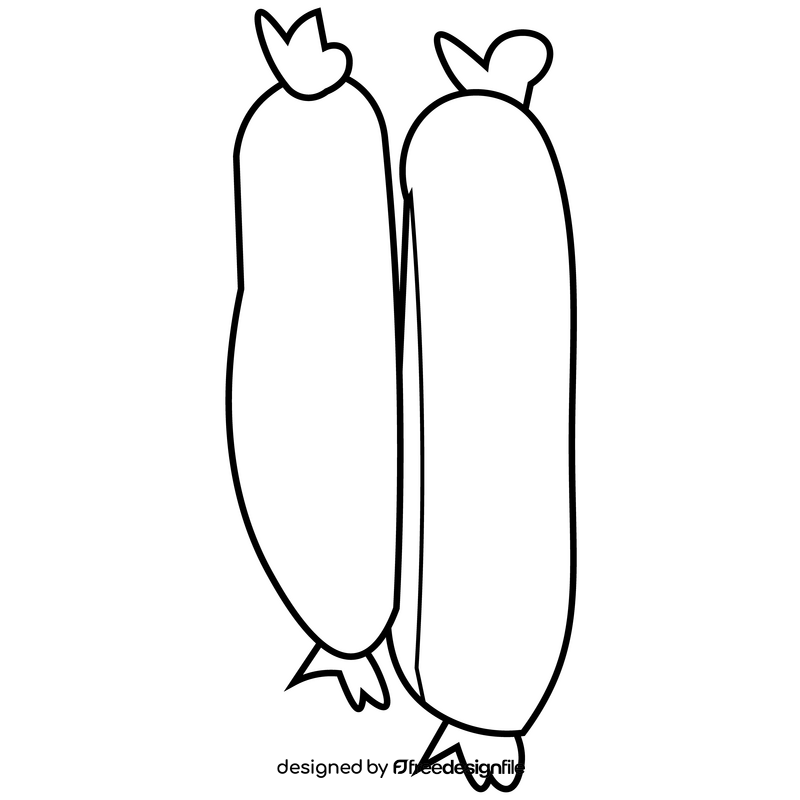 Two sausages black and white clipart