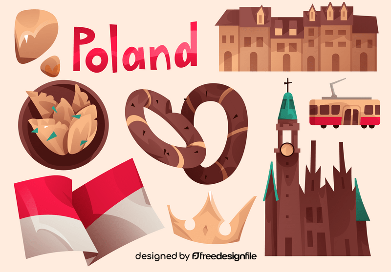 Poland icon set vector