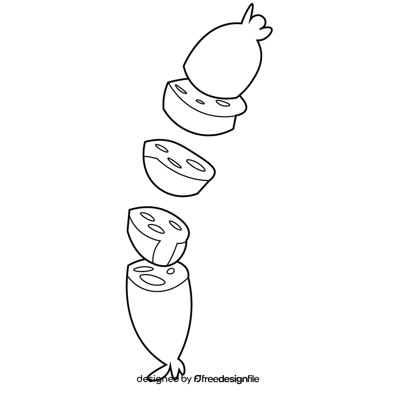 Sausage slice black and white clipart