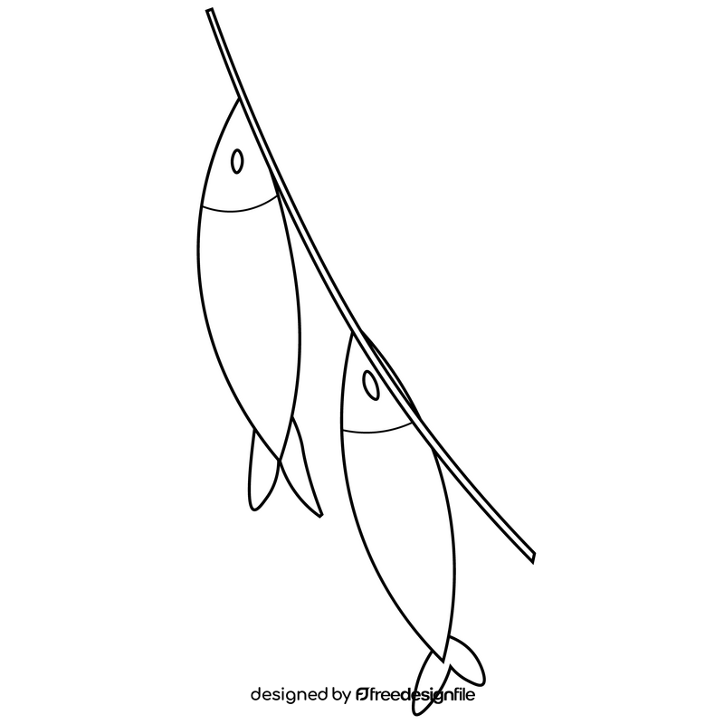 Seafood fish black and white clipart