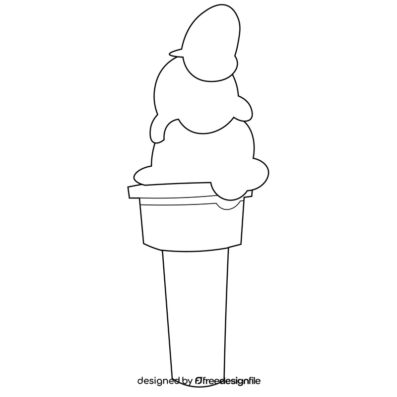 Sweet colorful ice cream drawing black and white clipart