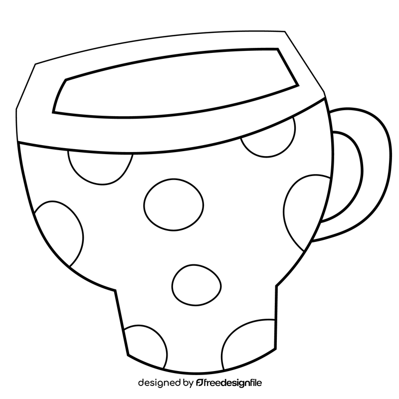 Tea cup black and white clipart