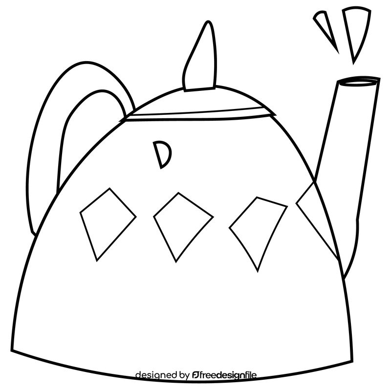 Teapot drawing black and white clipart