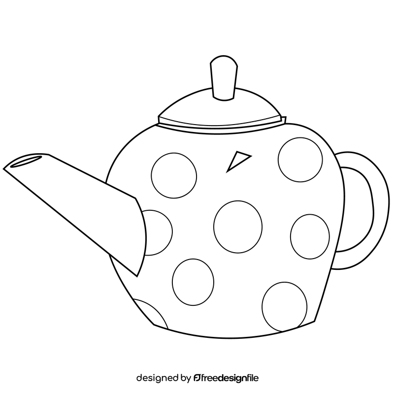 Teapot drawing black and white clipart