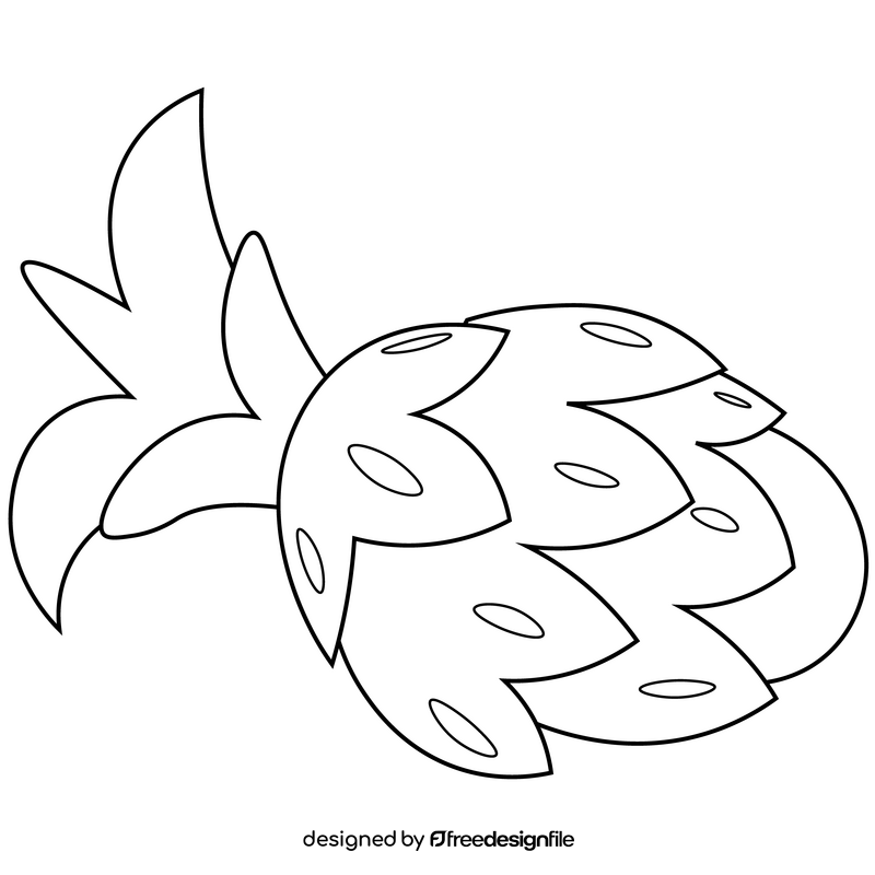 Pineapple tropical fruit drawing black and white clipart