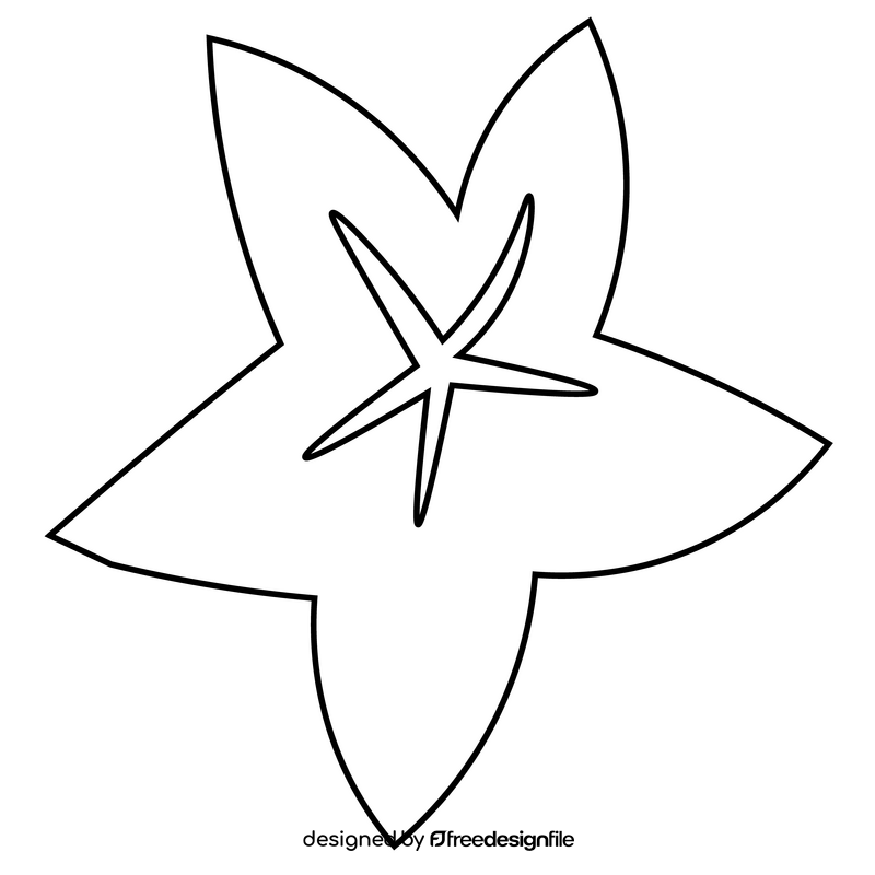 Starfruit tropical fruit black and white clipart