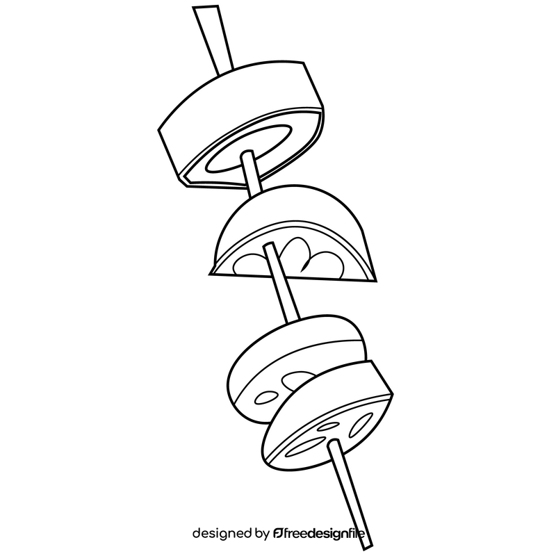 Vegetarian kebab black and white clipart