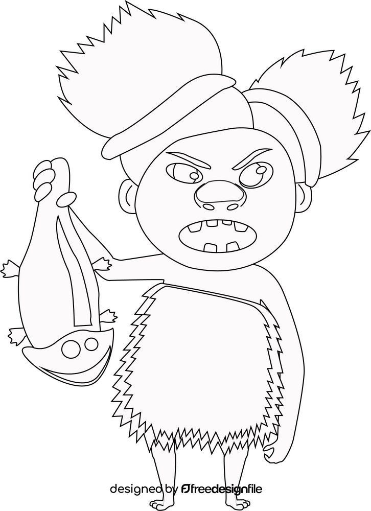 Sandy Croods wild child black and white clipart