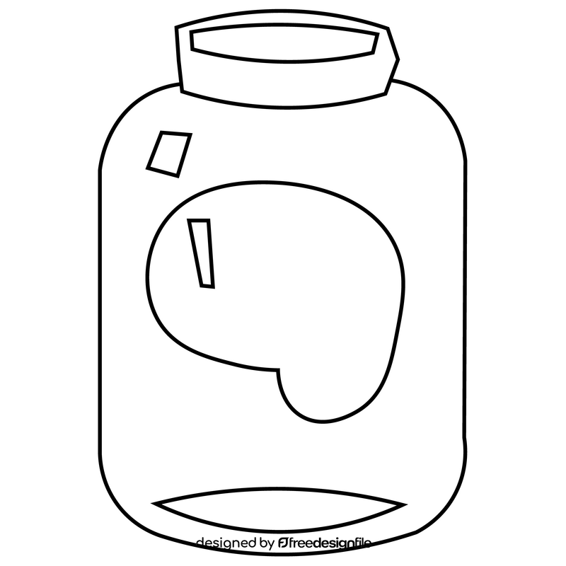 Halloween brain in a jar black and white clipart