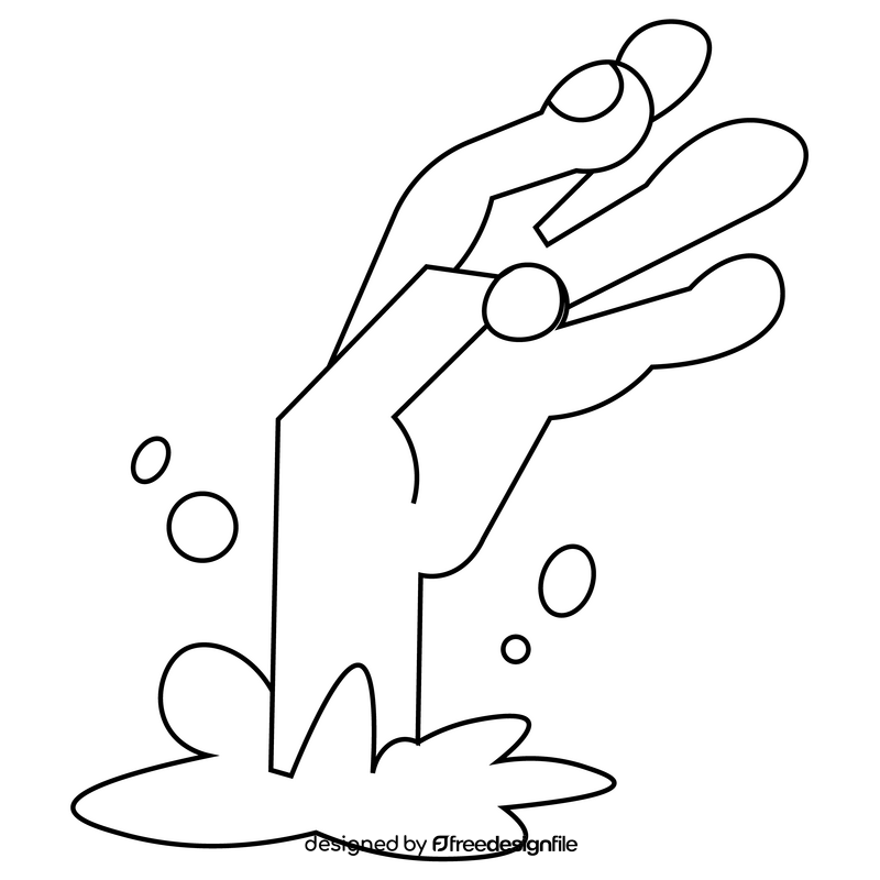 Halloween scary hand, zombie hand black and white clipart