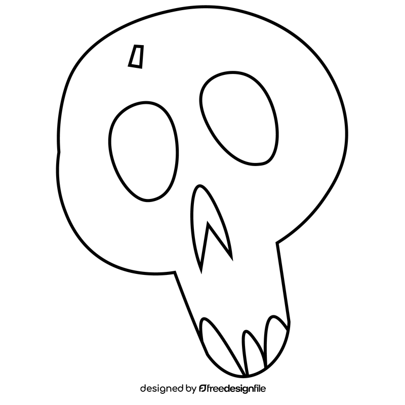 Halloween skull drawing black and white clipart