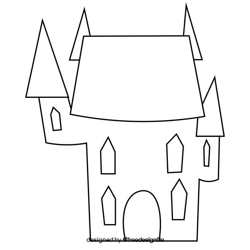 Halloween haunted house black and white clipart