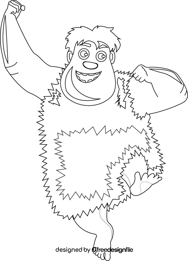 Thunk The Croods cartoon character drawing black and white clipart