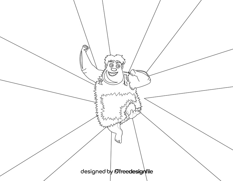 Thunk The Croods cartoon character drawing black and white vector