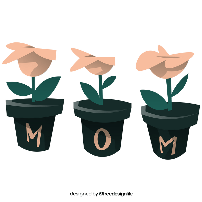 Mothers day flower pots clipart
