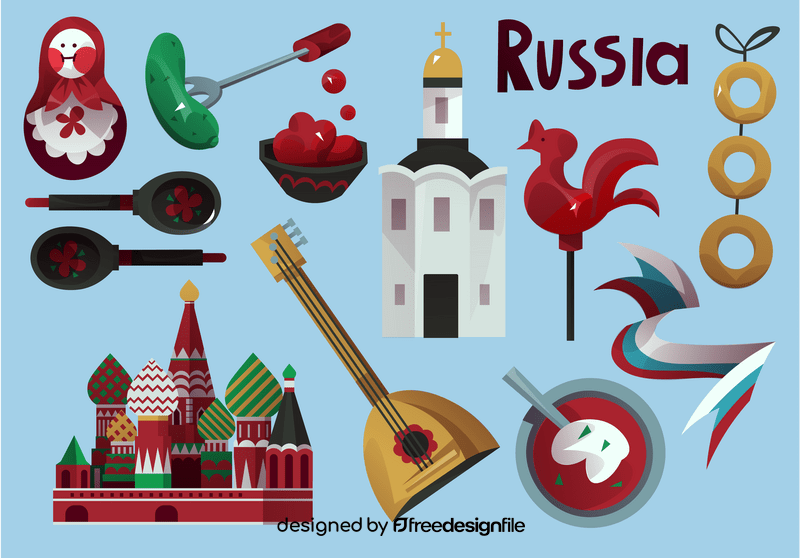 Russia icon set vector