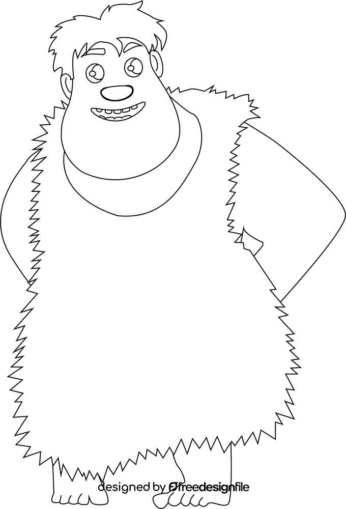 Thunk The Croods cartoon character drawing black and white clipart