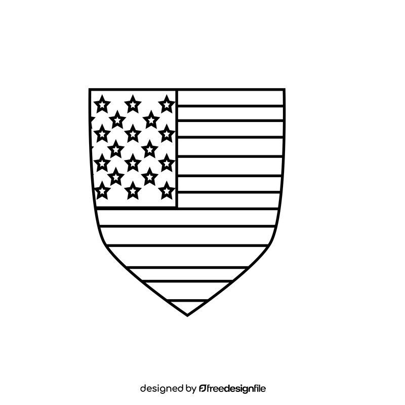 Flag of USA drawing black and white clipart