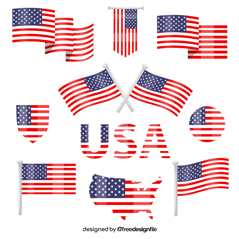 American flag set vector