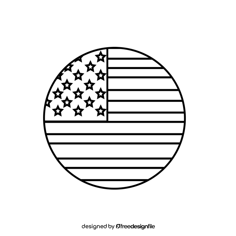 The United States flag drawing black and white clipart
