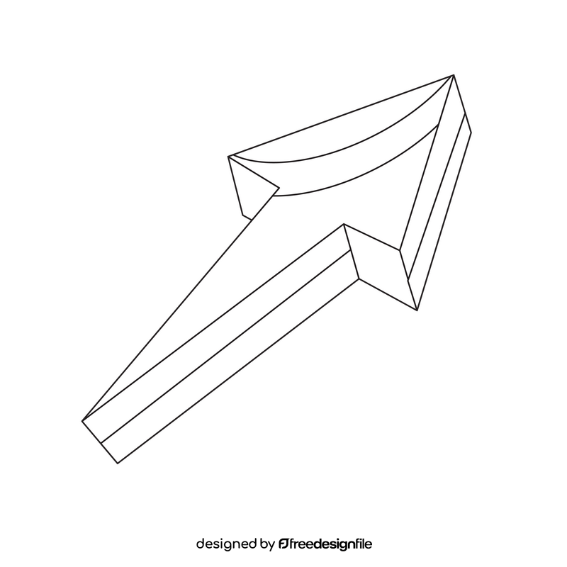3d arrow drawing black and white clipart
