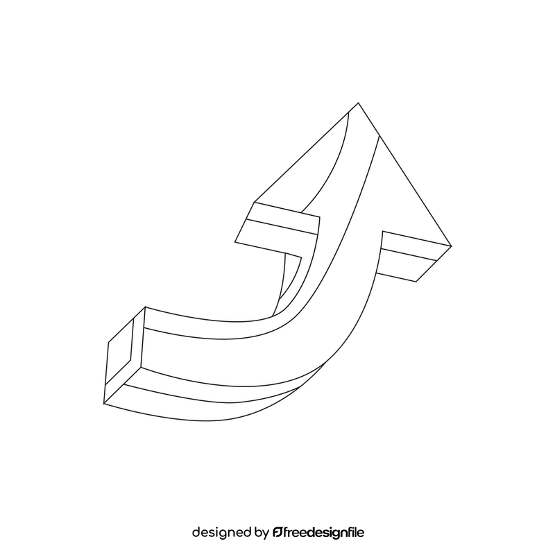 3d arrow drawing black and white clipart