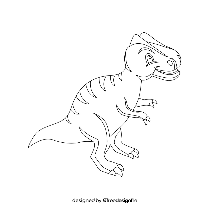 Allosaurus baby dinosaur drawing black and white clipart