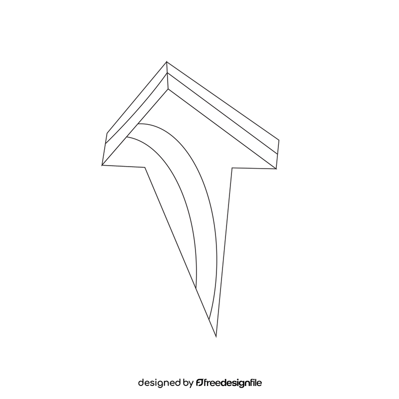 Orange arrow drawing black and white clipart