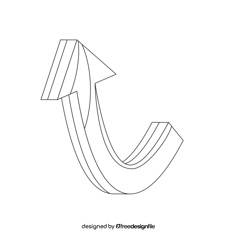 Arrow 3d drawing black and white clipart